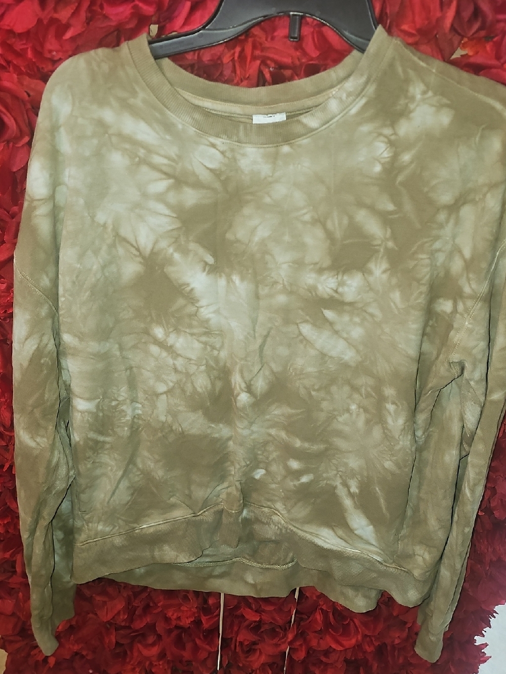 All in Motion Women's Olive Tie Dye Soft Crewneck Sweatshirt Size Large